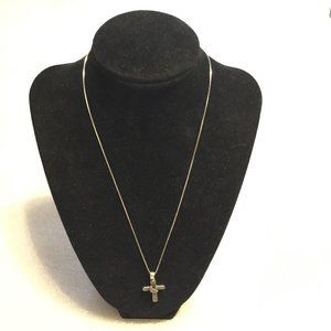 Vintage sterling silver marcasite cross necklace